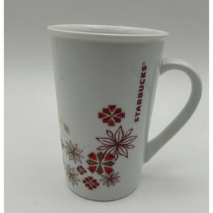 Starbucks 12oz‎ Christmas Mug 2013 Presents & Snowflake Holiday Coffee Cup